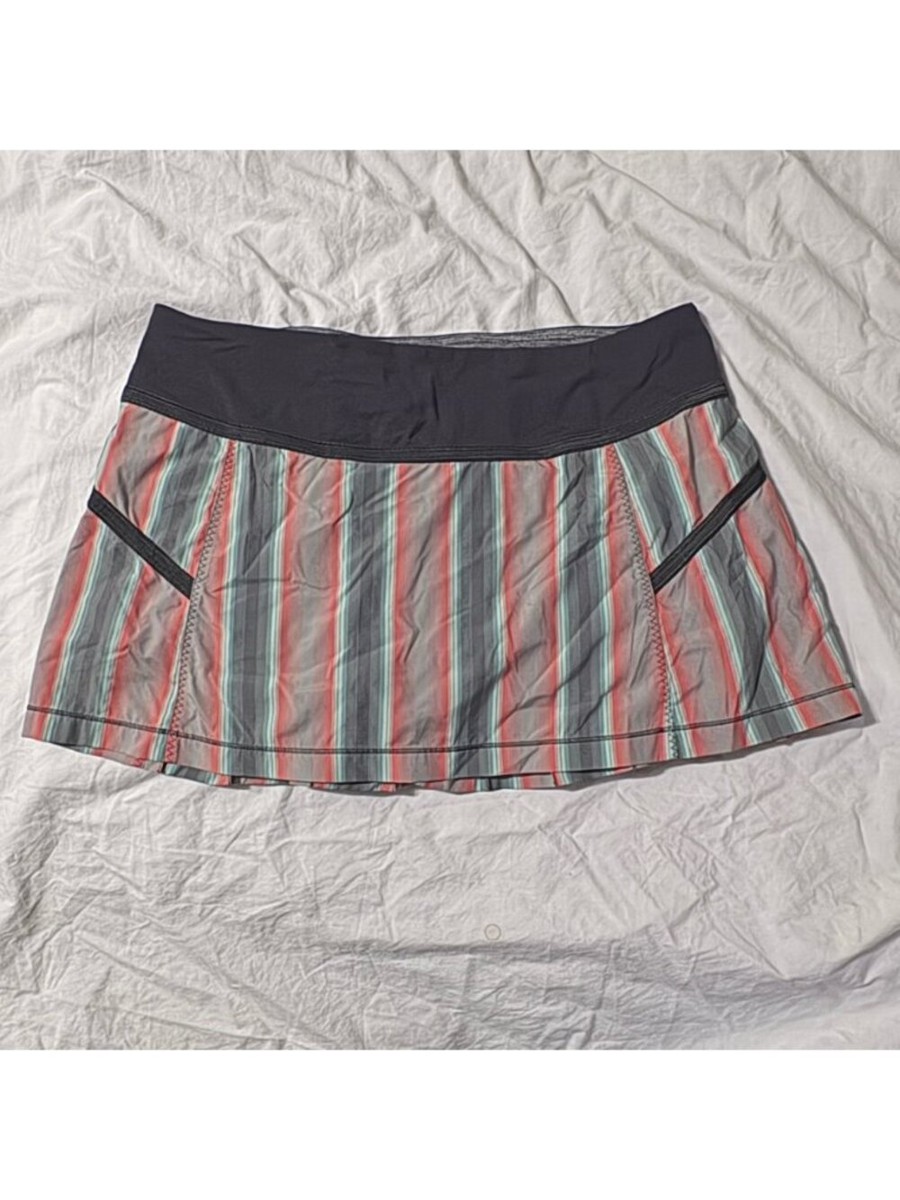 Like New Lululemon Run Reflection Skirt Ombre Stripe Coal Lined Shorts Size 10 - Picture 2 of 10